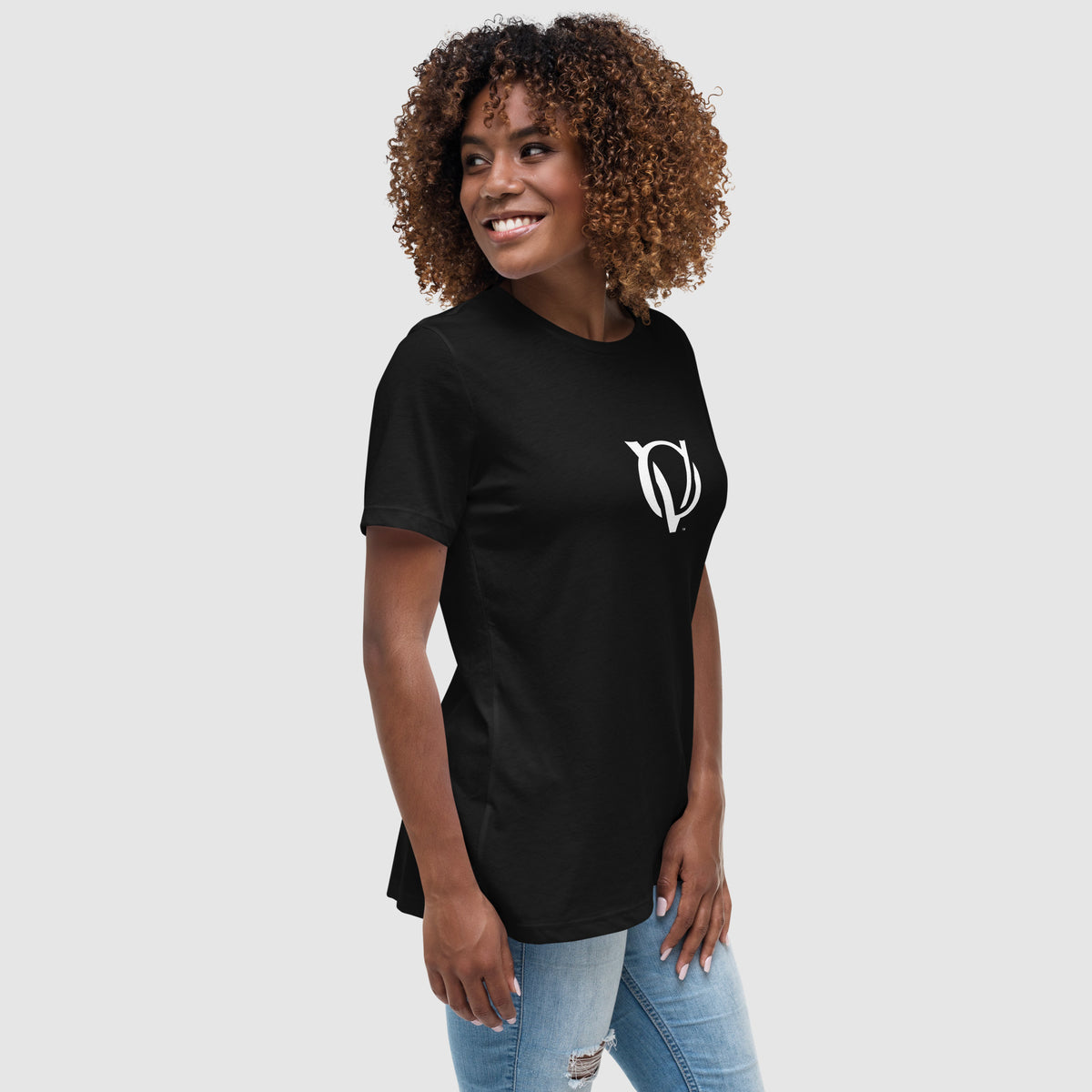 OV Insignia Women's Black Relaxed T-Shirt w/ White Logo