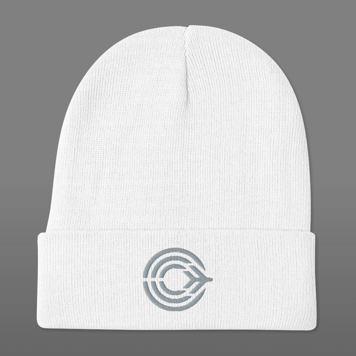 Flight Pattern Arctic White Embroidered Beanie