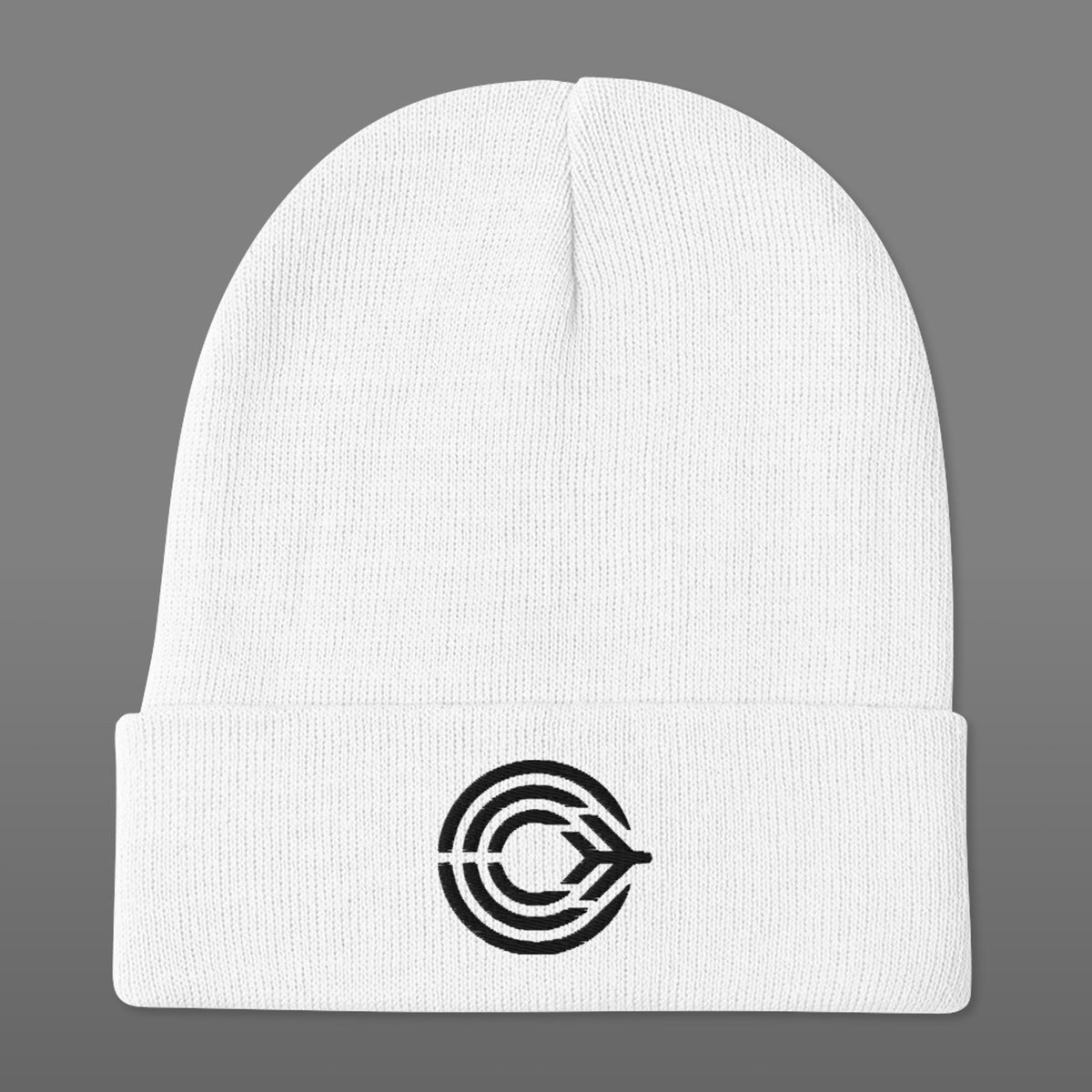 Flight Pattern White Embroidered Beanie