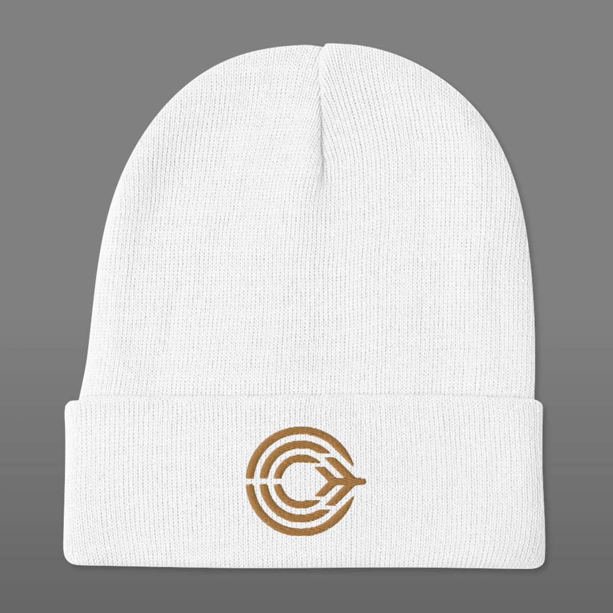 Flight Pattern White Embroidered Beanie