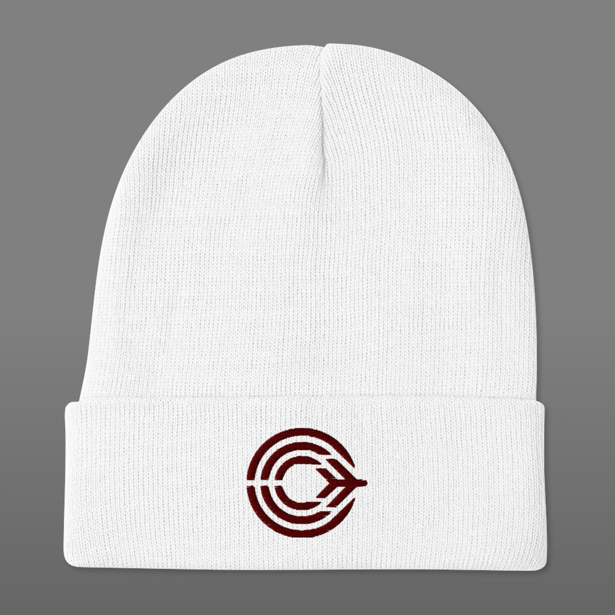 Flight Pattern White Embroidered Beanie