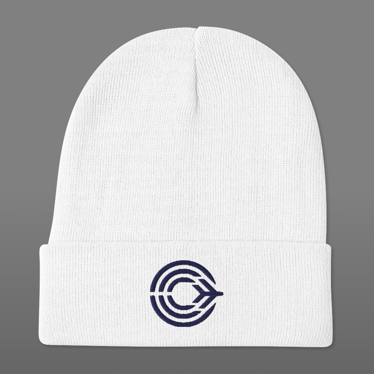 Flight Pattern White Embroidered Beanie