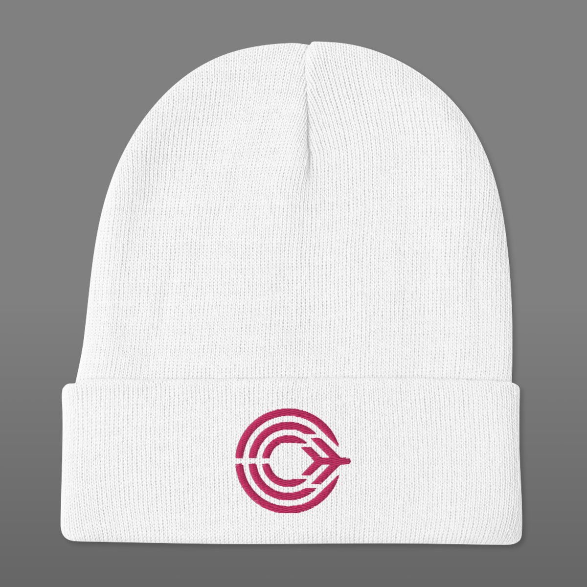 Flight Pattern White Embroidered Beanie