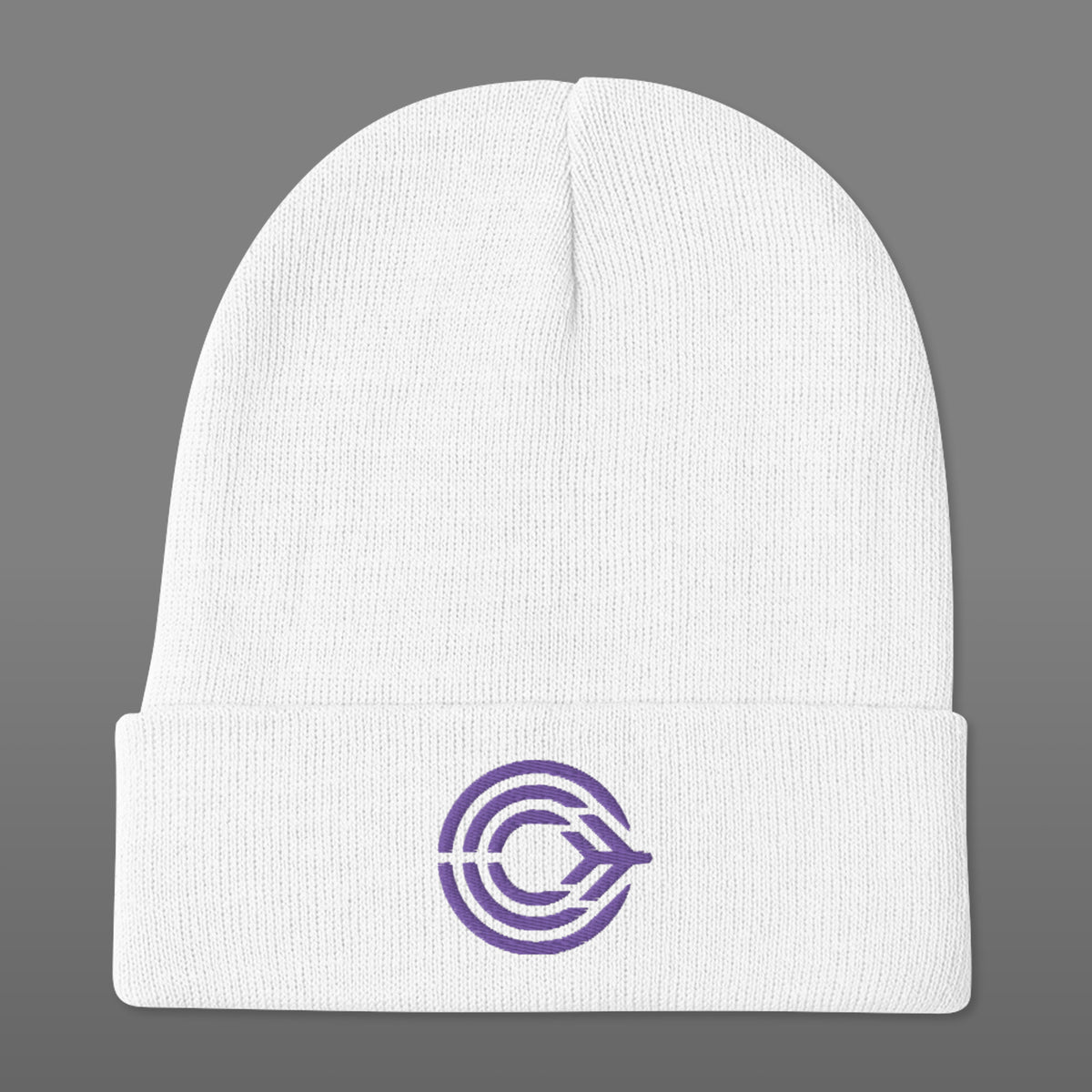 Flight Pattern White Embroidered Beanie