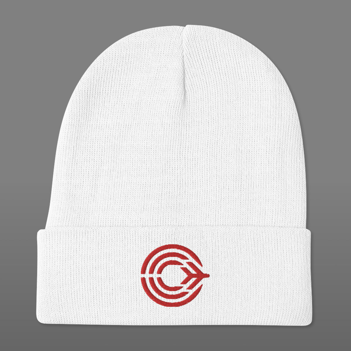 Flight Pattern White Embroidered Beanie