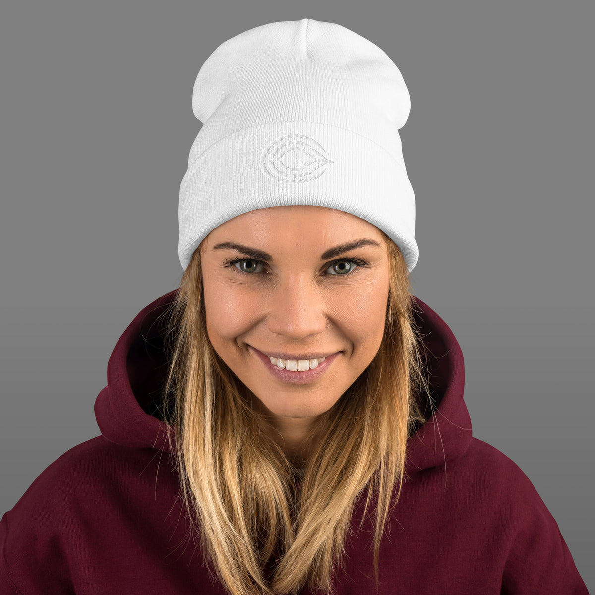 Flight Pattern White Out Embroidered Beanie w/ White Logo