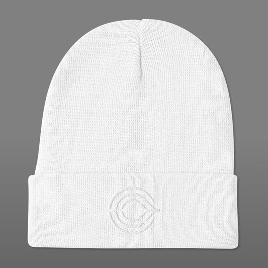 Flight Pattern White Out Embroidered Beanie w/ White Logo