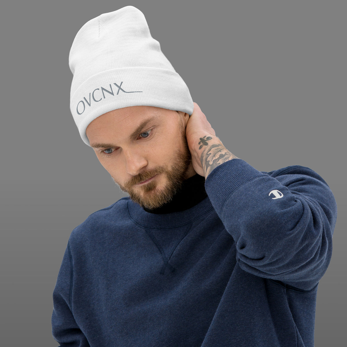 OVCNX Arctic White Embroidered Beanie