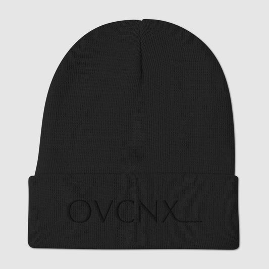OVCNX Covert Black Embroidered Beanie w/ Black Logo