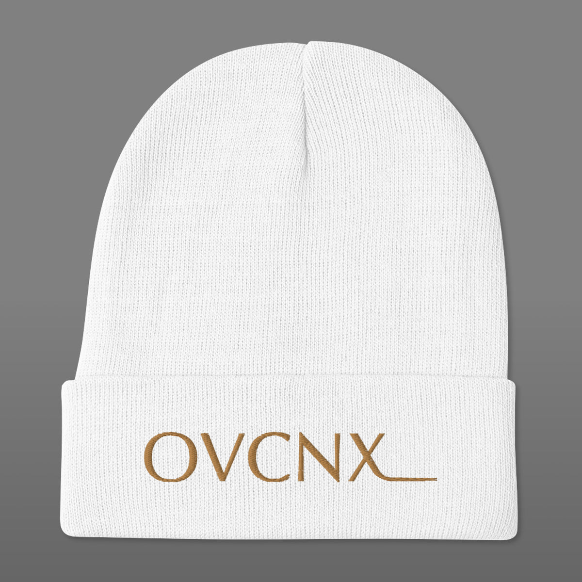 OVCNX White Embroidered Beanie