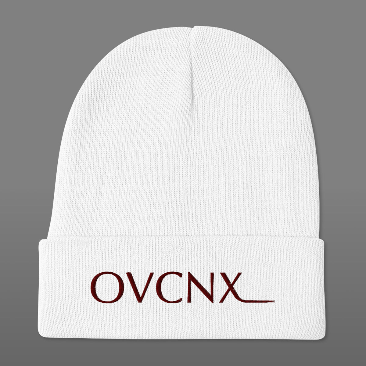 OVCNX White Embroidered Beanie
