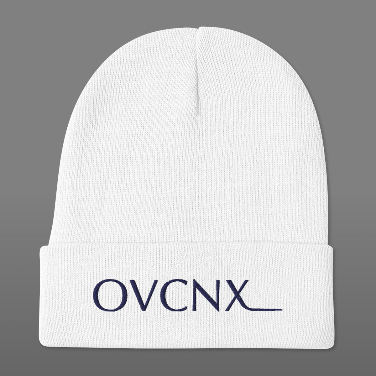 OVCNX White Embroidered Beanie