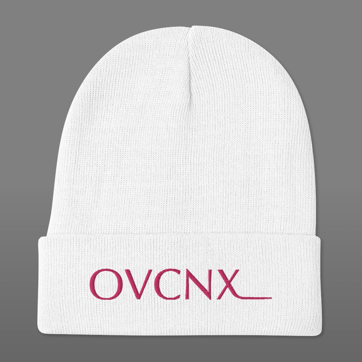 OVCNX White Embroidered Beanie