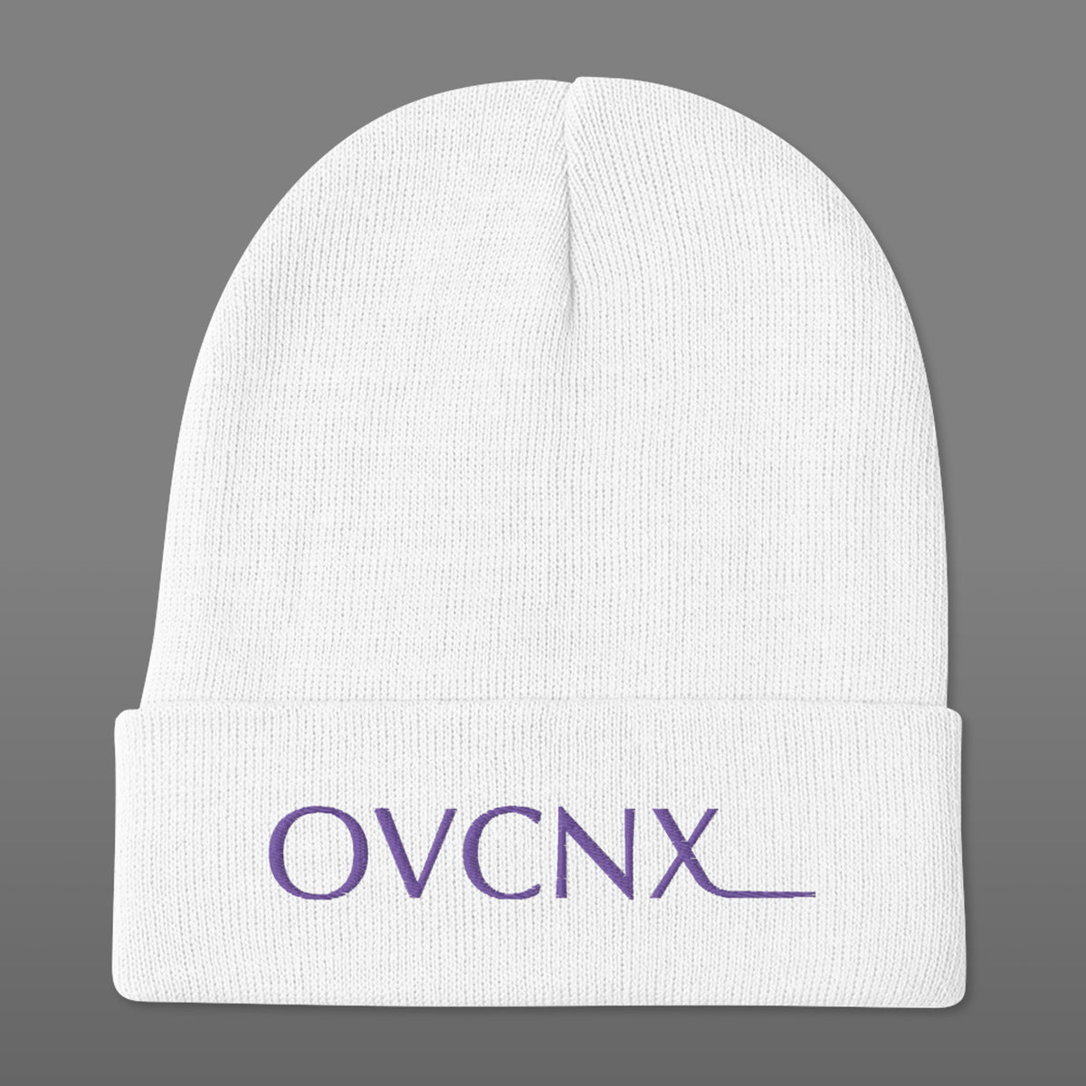 OVCNX White Embroidered Beanie