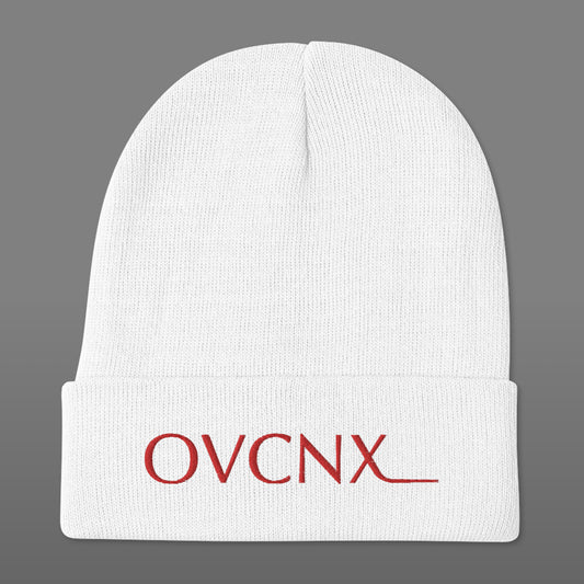 OVCNX White Embroidered Beanie
